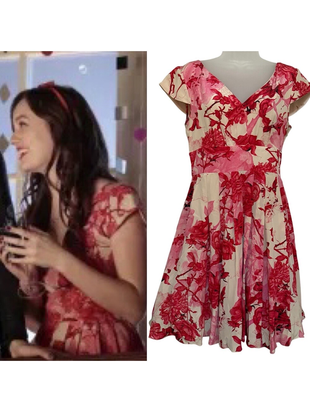 ASO Blair Waldorf Gossip Girl Red Baker London Silk Floral Tulle Dress Size 2